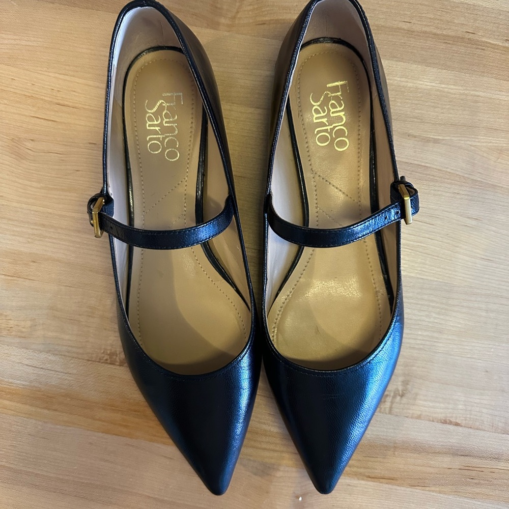 Franco Sarto Black Pointed-Toe Mary Janes